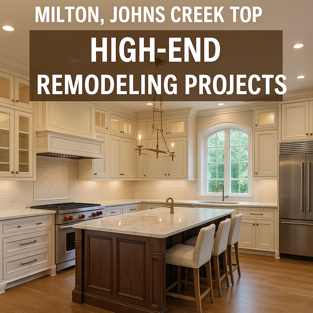 Luxury kitchen with custom cabinets and modern appliances showcases high-end remodeling in Milton and Johns Creek.