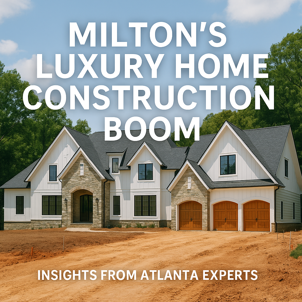 Aerial view of sprawling luxury homes under construction in Milton, showcasing large estates and lush greenery.