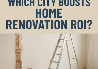 Home renovation tools and a ladder in a room with text discussing Sandy Springs home renovation ROI.