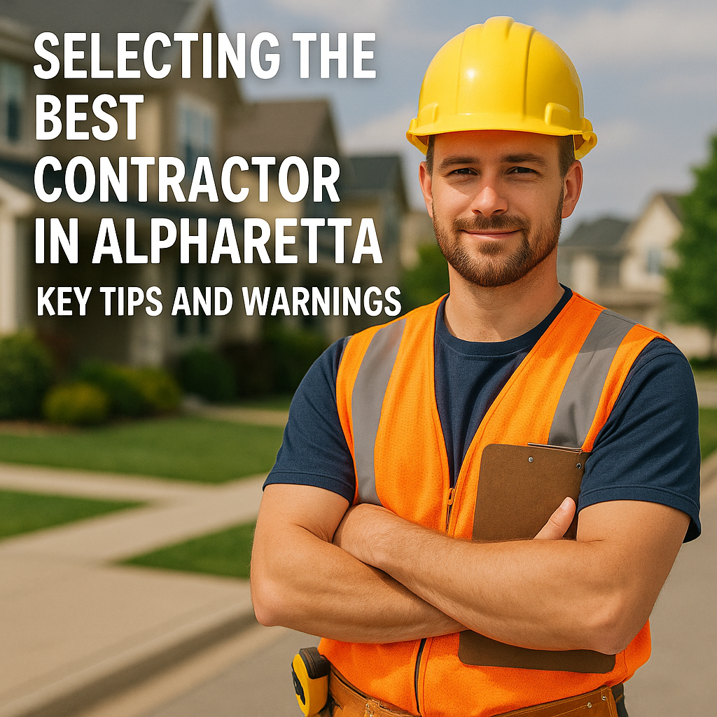 Confident construction contractor in safety gear standing outdoors, representing tips for choosing a contractor in Alpharetta